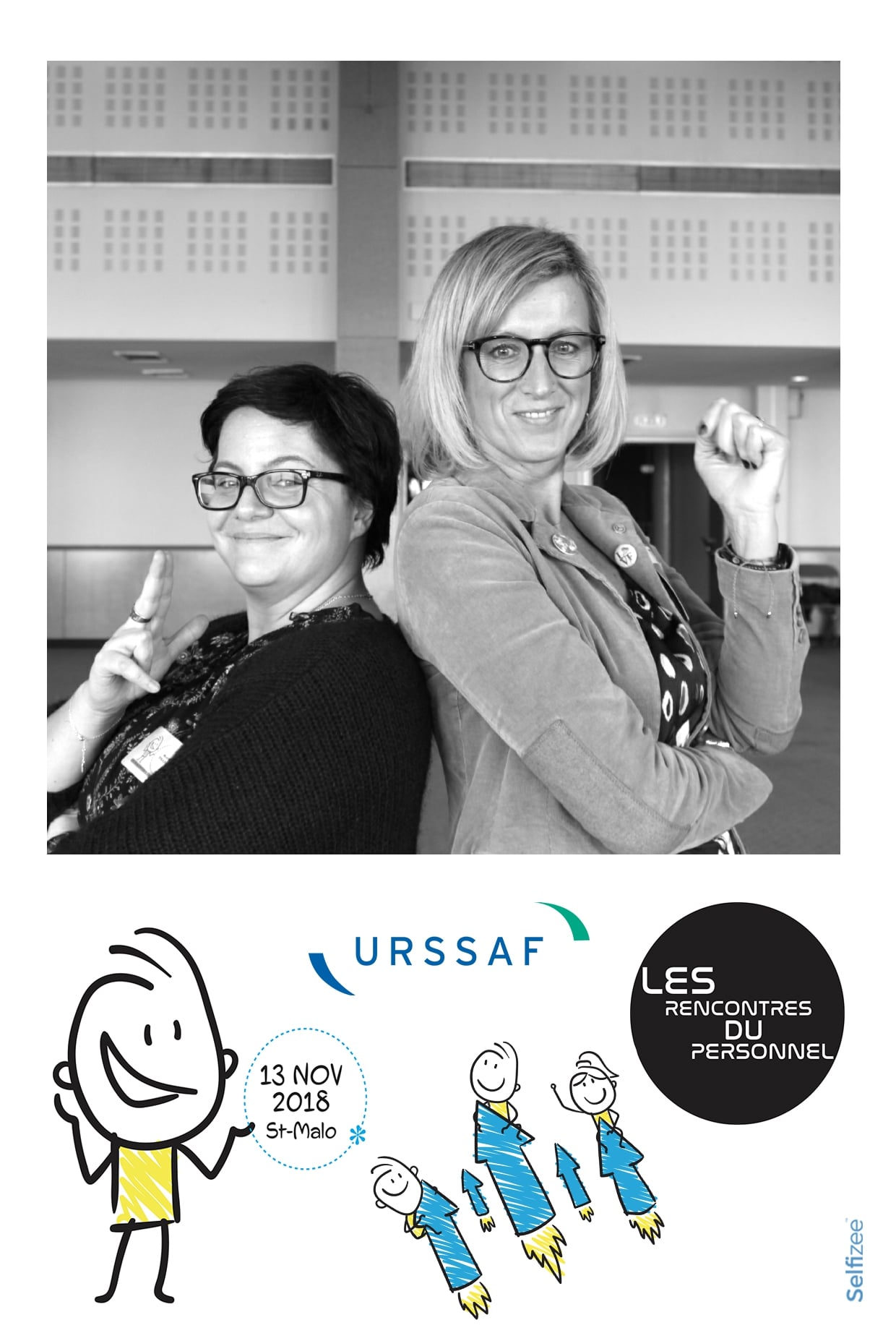 Animation photobooth avec photos personnalisées imprimées lors de l'événement les rencontres du personnel URSSAF à Saint-Malo