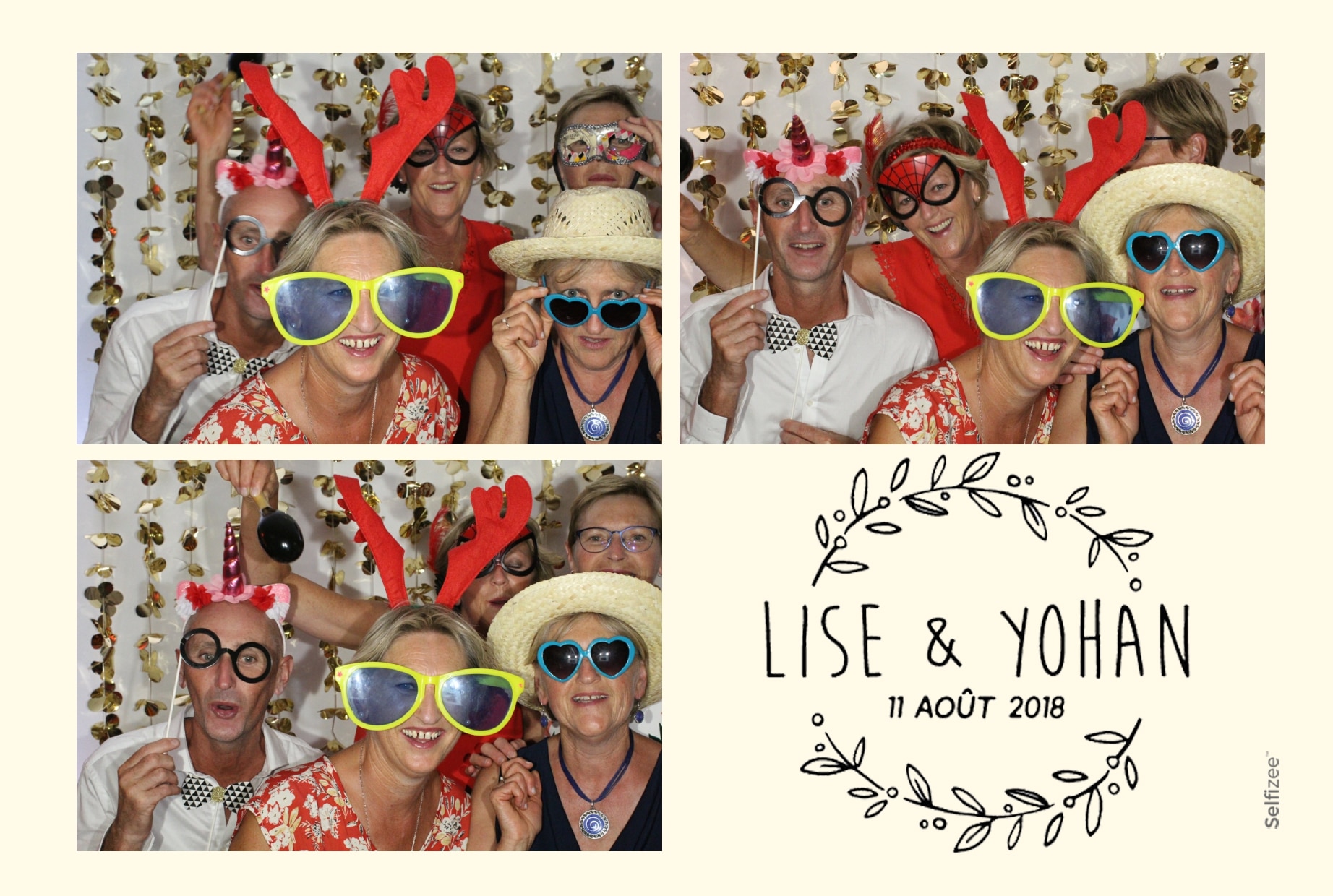 Selfie groupe mariage ou fête avec accessoires à Vannes - location box selfie avec shooting illimité dans le Morbihan