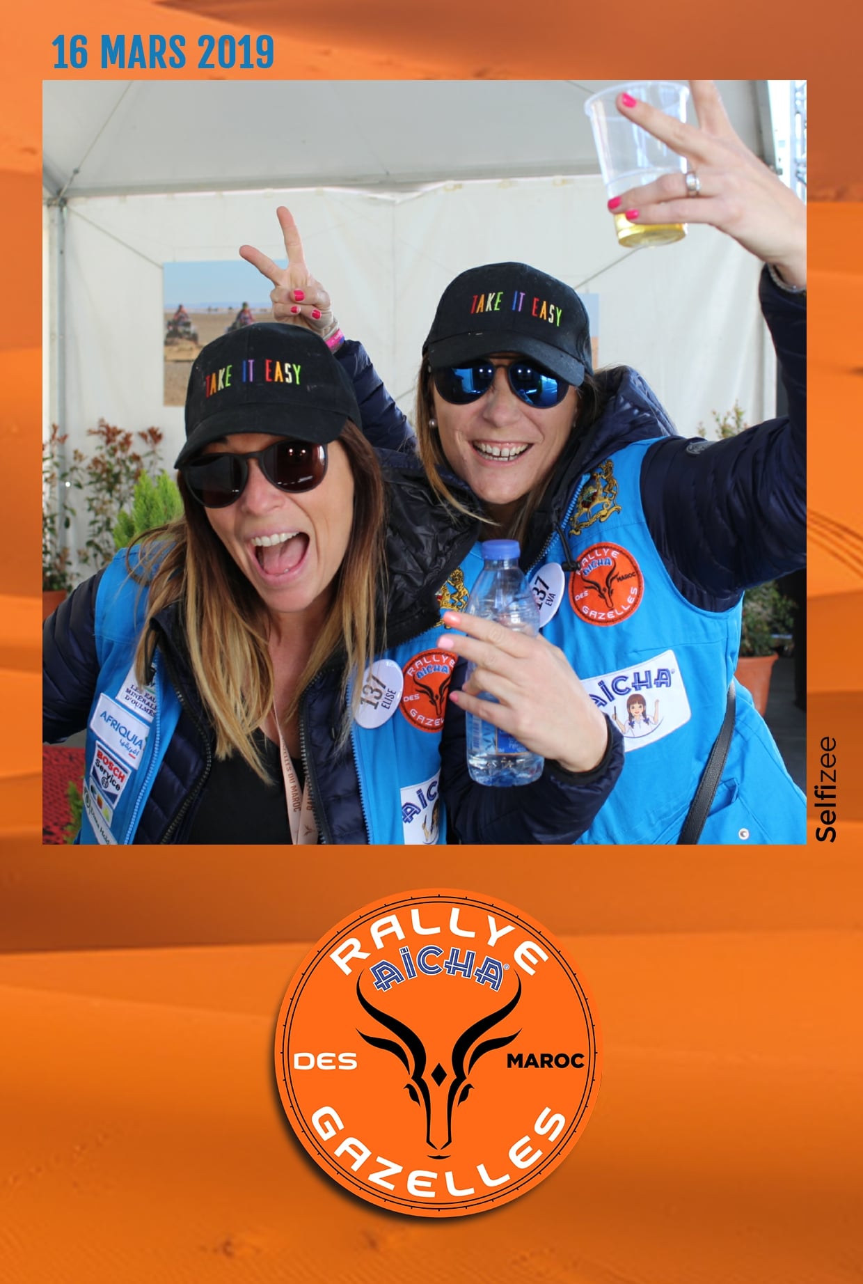 Borne selfie et animation photo au départ à Nice du rallye Aïcha des Gazelles du Maroc 2019