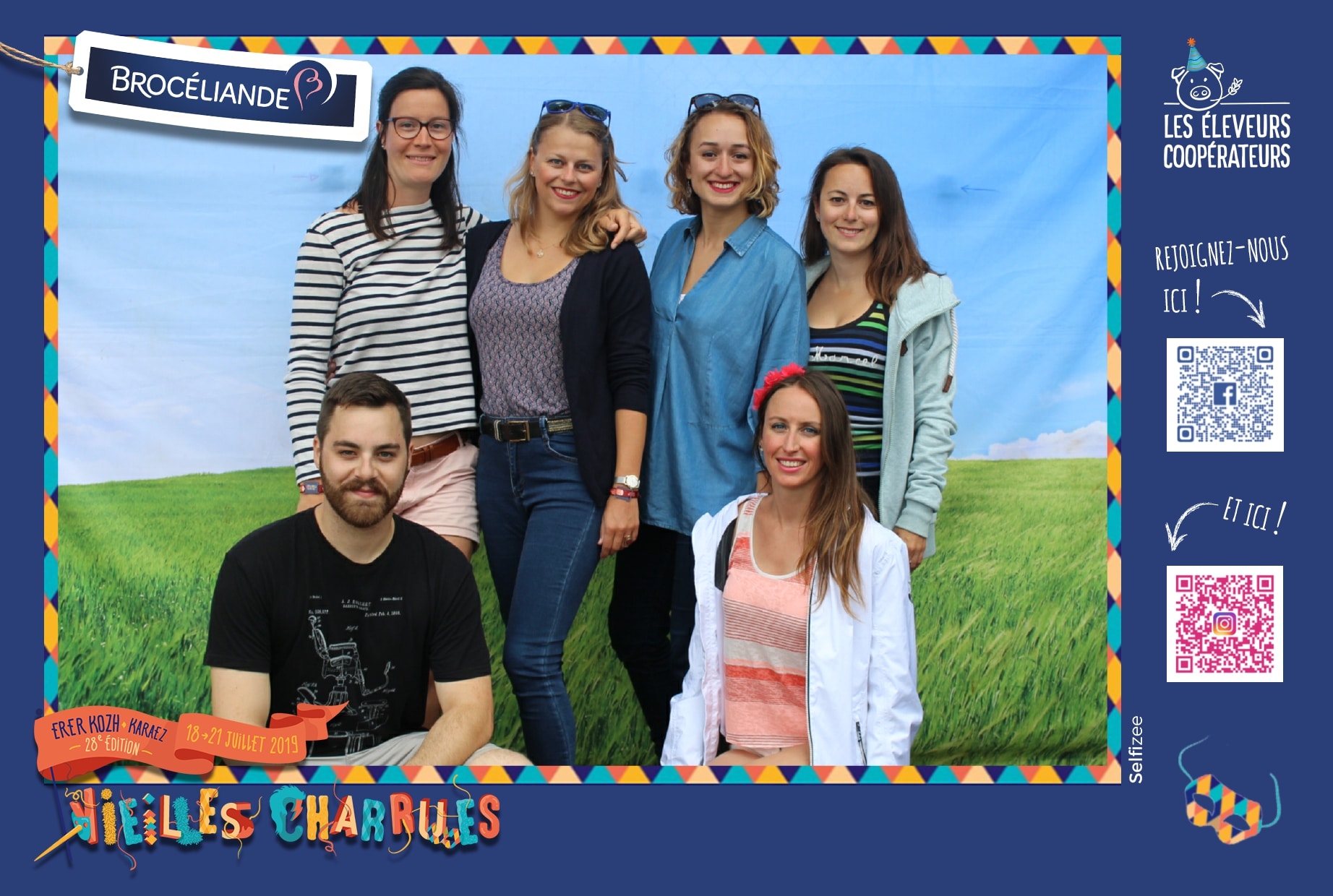 Animation photocall et borne selfie au stand Brocéliande à l'édition 2019 du festival des Vieilles Charrues à Carhaix Plouguer dans le Finistère