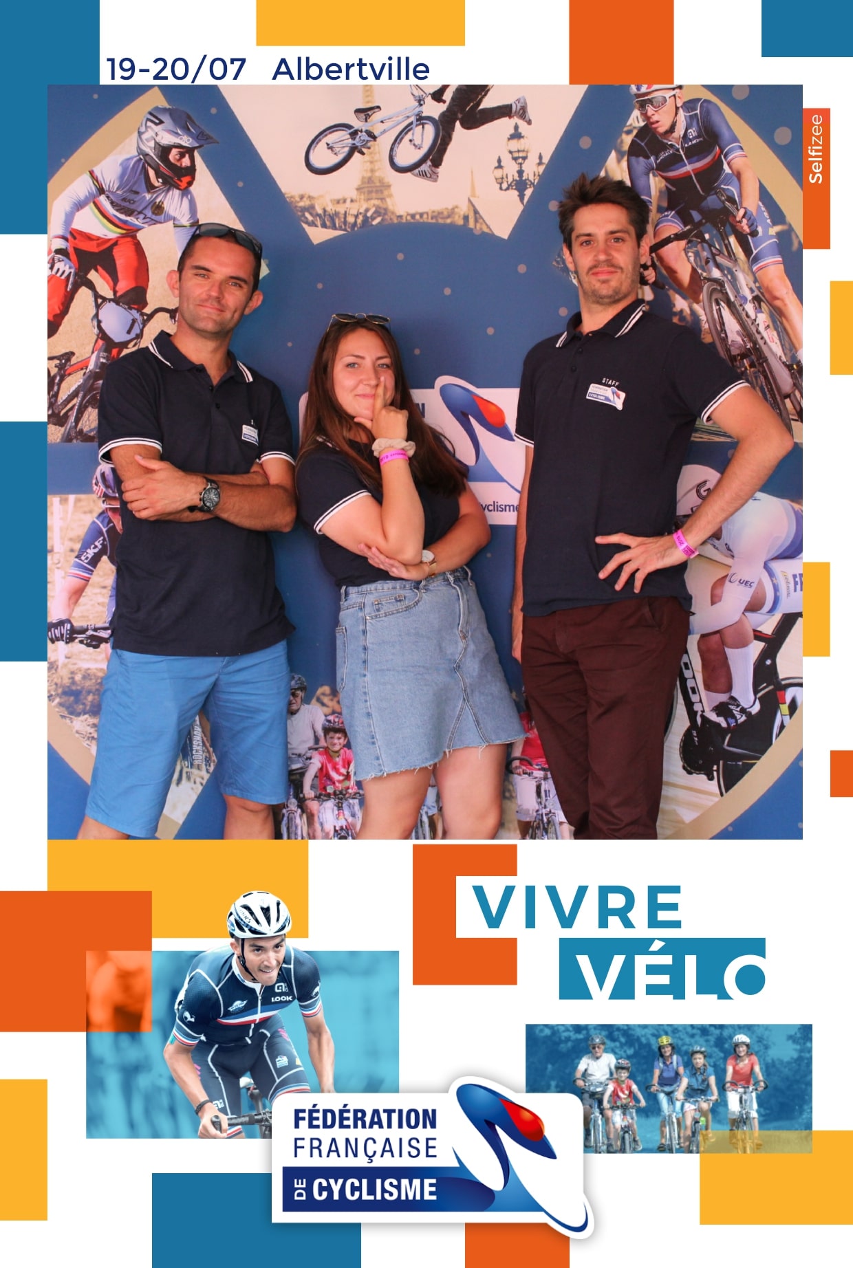 Borne selfie au tour de France 2019 avec animation photos pour les visiteurs lors la 20ème étape à Albertville en Savoie