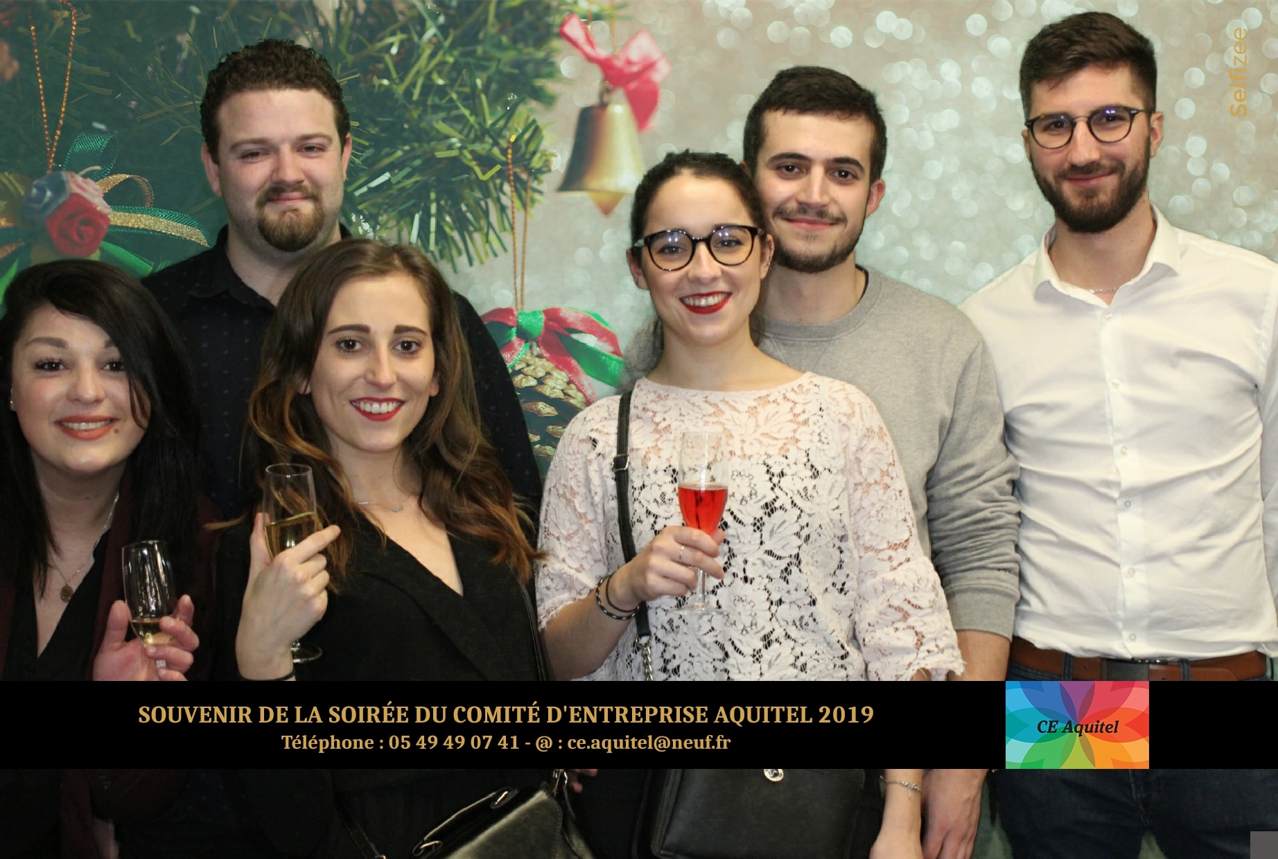 Animation photobooth et fond vert à fête fin d'année de l'entreprise Aquitel près de Poitiers pour selfies soirée comité entreprise