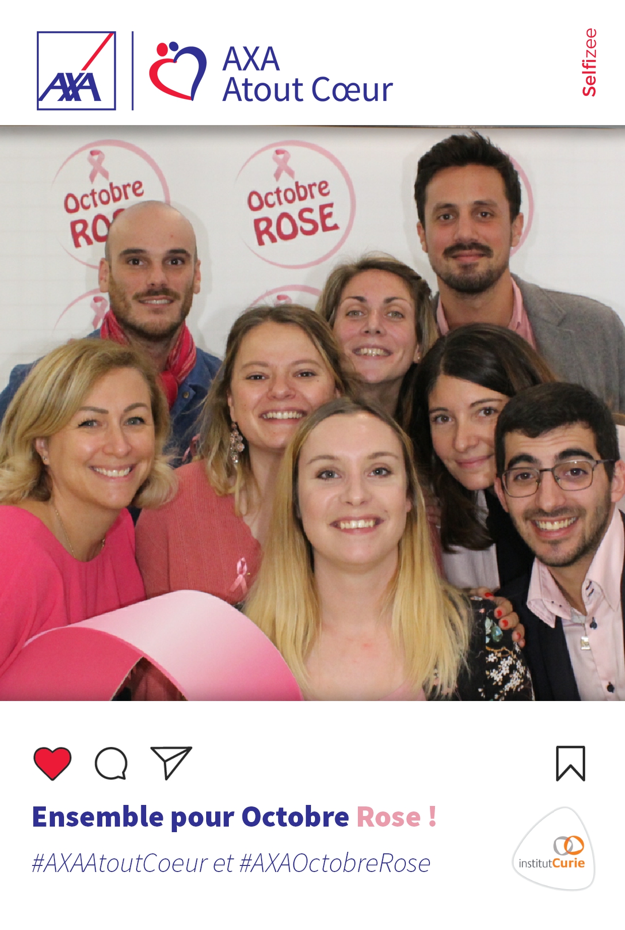 Borne selfie animation photo octobre rose Axa Atout Coeur en 2019 à Marly le Roi près de Versailles dans les Yvelines