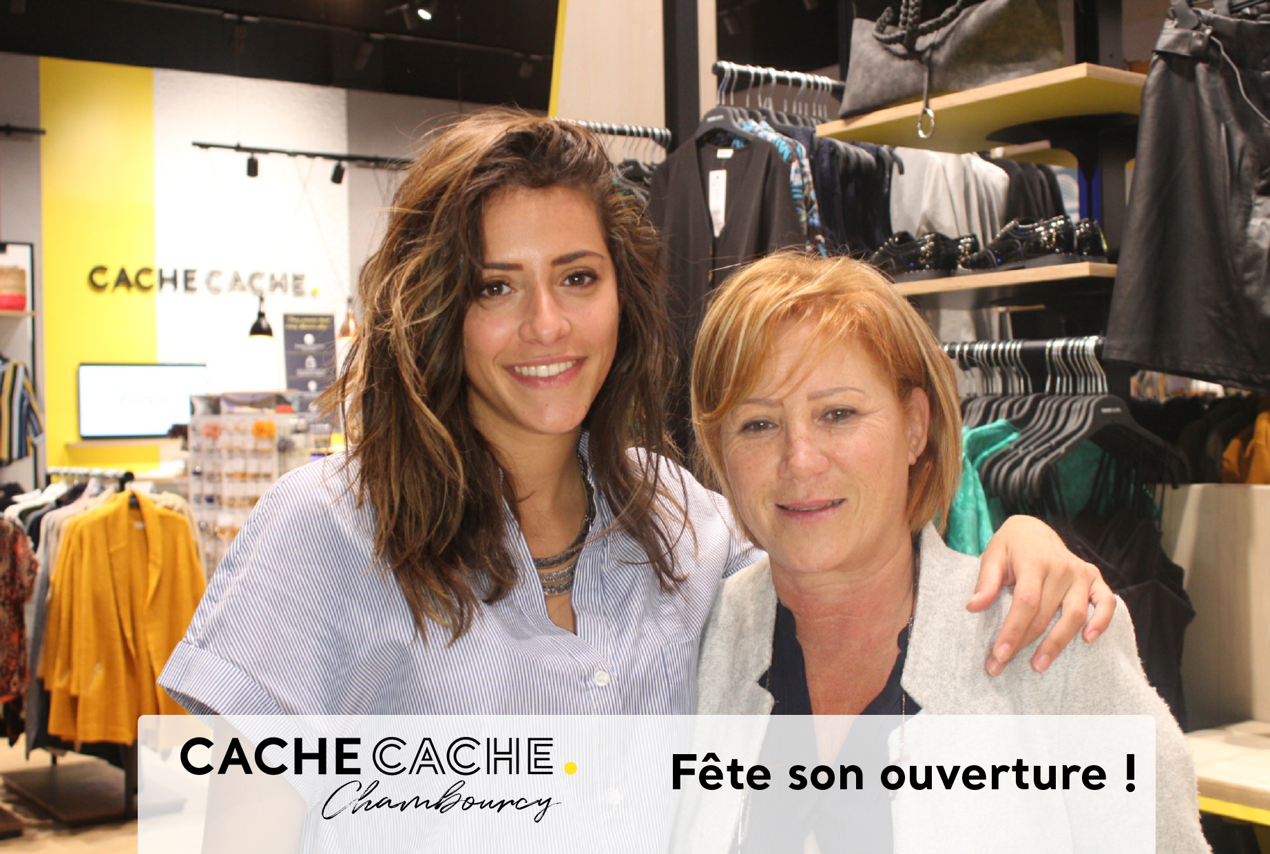 Animation photobooth inauguration magasin Cache Cache Chambourcy dans les Yvelines avec impressions selfies personnalisés pour les clients